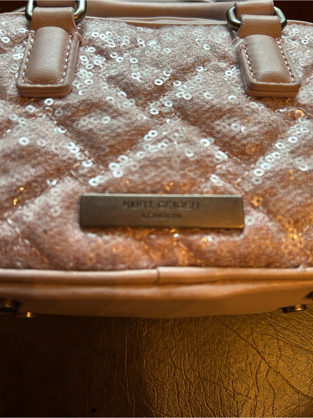 Pink Sequin Quilted Top-Handle Crossbody Bag - Picture 4 of 4